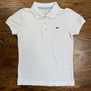 NWOT Vineyard Vines Girls White Heritage Pique Polo Shirt Classic Fit Size 5-6